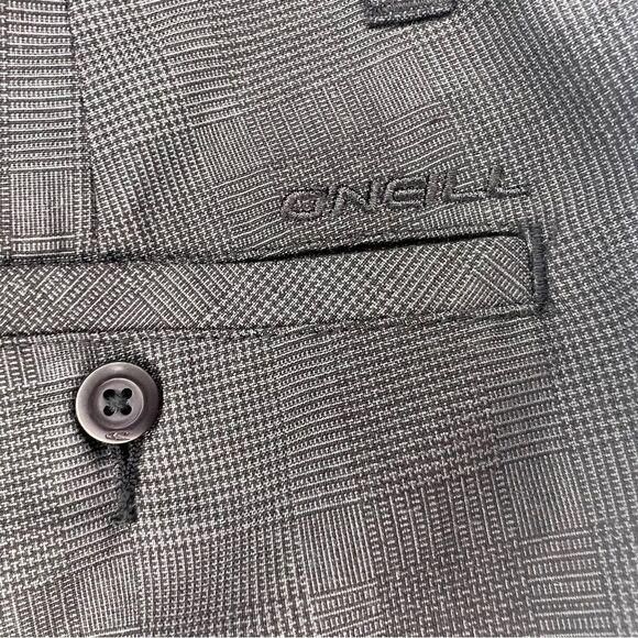 O'Neill Delta Shorts Mens 36 Charcoal Gray Checker Flat Front Walking - Picture 5 of 8
